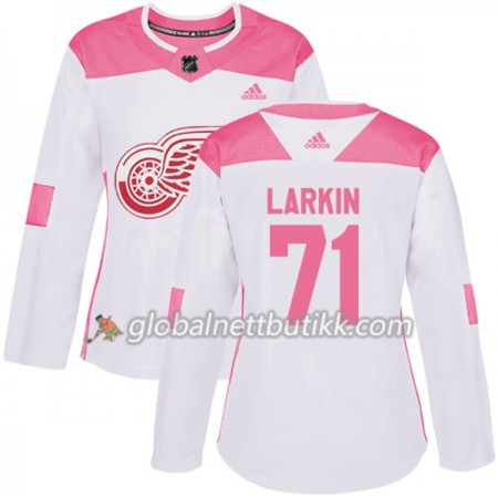 Detroit Red Wings Hockeydrakt Dylan Larkin 71 2017-2018 Hvit Rosa Fashion Adidas Authentic - Dame
